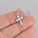 Silver Cross Charm, Micro Pave Charm, 17mm, chs7353