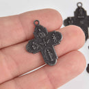 10 Gunmetal Cross Charms, Relic Religious Medal, 30mm, chs7359