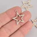 4 Gold RHINESTONE STAR Charms, gold plated, crystals, chs7365