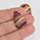 5 Southwest Teardrop Charms, Copper with Stardust Gold and Enamel, 1", chs7377