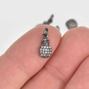 2 Black Gunmetal PINEAPPLE Charms Micro Pave crystals CZ 12mm chs7384
