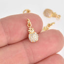 2 Gold PINEAPPLE Charms Micro Pave crystals CZ 12mm chs7386
