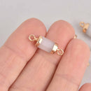 2 White Jade Connector Charms, Hex Column with Gold Plating, 20x6mm, chs7395