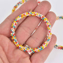 2 Rainbow Seed Bead Hoop Charms, Gold Wire, 56mm, chs7400
