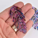 2 Acrylic Leaf Charms, Purple and Blue, moveable segments, 2.75" long, chs7415