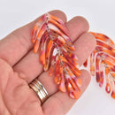 2 Acrylic Leaf Charms, Orange and Red, moveable segments, 2.75" long, chs7416