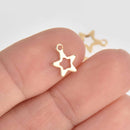 10 Gold Star Charms, Stainless Steel, 11mm, chs7417