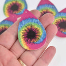 5 Faux Leather Teardrop Charms TIE DYE Vegan Pendant 2-1/4" long chs7426