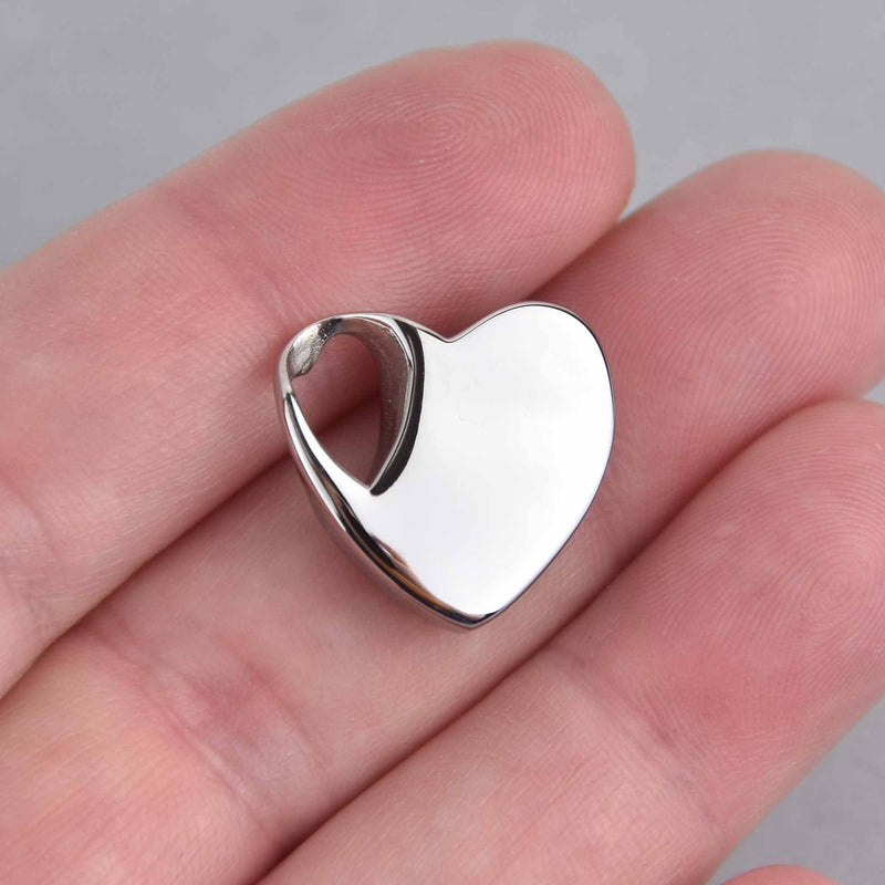 Cremation Ash Urn Charm Locket Titanium Steel Heart 20mm x 20mm chs7452