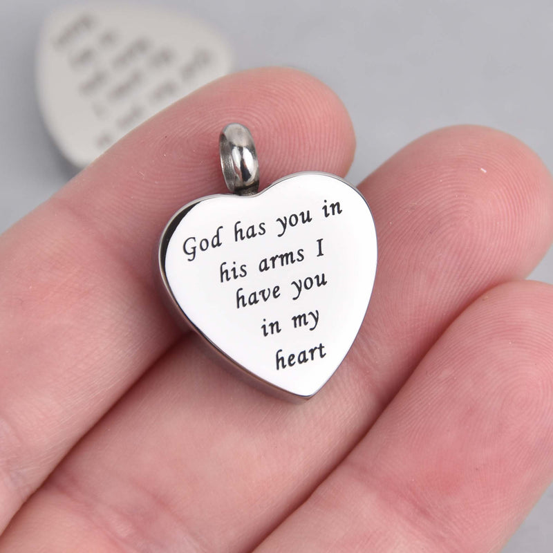 Cremation Ash Urn Charm Locket, Titanium Steel Heart 25mm x 20mm chs7453