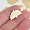 5 Gold Half Moon Charms, Half Circle Connector Links, 20x16mm chs7456