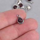 10 Birthstone Charms, Deep Purple Teardrop Drop Charms, February Birthstone, 11mm, chs7459
