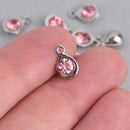 10 Birthstone Charms, Pink Teardrop Drop Charms, October Birthstone, 11mm, chs7467