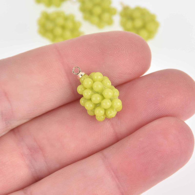 2 Green Grapes Charms, Resin, 18mm, chs7471