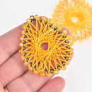 2 Crystal Teardrop Charms, Yellow and Gold, Woven with Beads, 55mm, chs7477