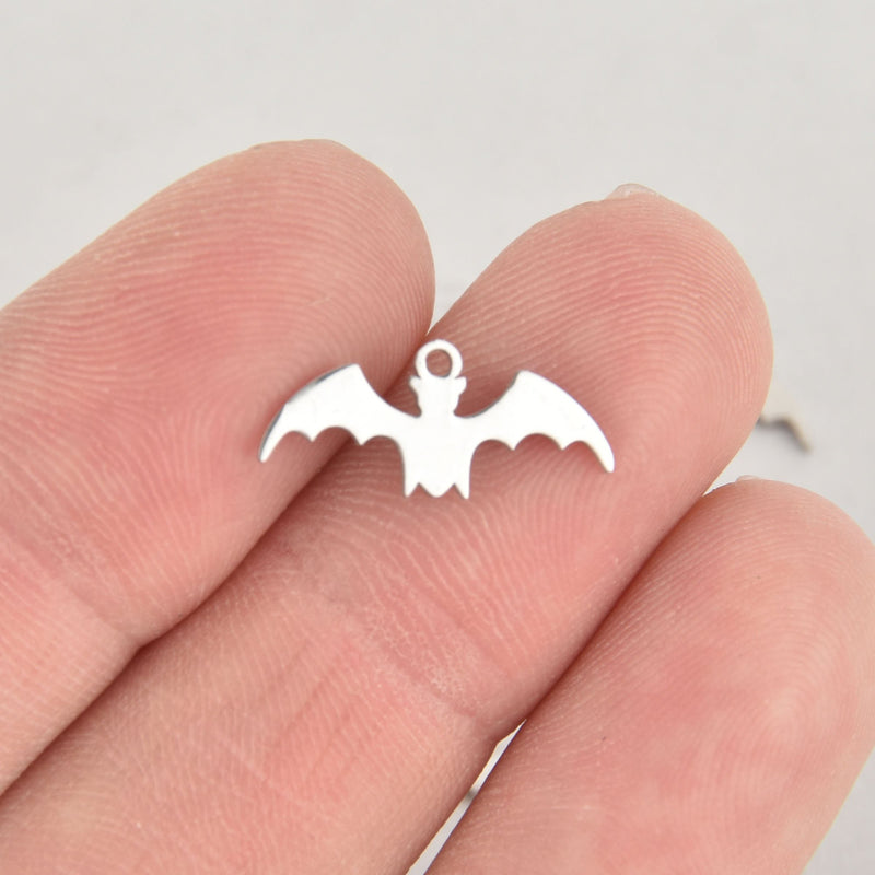 2 Stainless Steel BAT Charms, 19mm, chs7491