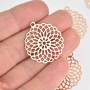 10 Gold Filigree Mandala Charms, Thin Flat Round, 25mm, chs7495
