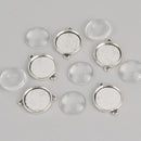 10 sets Silver Charms Glass Cabochon Kits, 20mm Bezel Tray chs7530