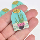 2 Cactus Charms, Resin Acrylic, 37mm, chs7572