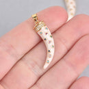 Micro Pave Horn Charm, Enamel with CZ Stones, Gold Plated, chs7575