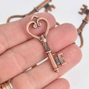 5 Copper Key Charms, 1.75", chs7577