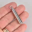 Cylinder Cremation Ash Urn Charm Locket, Silver Titanium Steel chs7582
