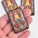 Thai Buddha Charm, Sandalwood, Rectangle Pendant, 2.25" long, chs7595