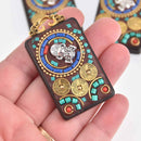 Thai Buddha Magic Frog Charm, Sandalwood, Rectangle Pendant, 2.25" long, chs7596