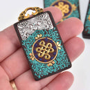 Thai Love Knot Charm, Sandalwood, Rectangle Pendant, 2.25" long, chs7599