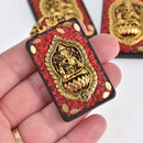 Thai Buddha Ganesha Charm, Sandalwood, Rectangle Pendant, 2.25" long, chs7600