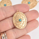 2 Gold Oval Concho Charms, Matte gold plated, chs7606