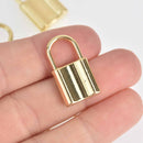 5 Gold Lock Charms, 26mm, chs7616