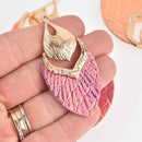 2 Rose Gold Swivel Charms, Gold Plated, Faux Leather, 2.5", chs7622