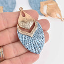 2 Blue Swivel Charms, Gold Plated, Faux Leather, 2.5", chs7624