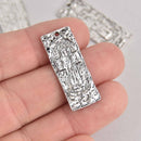 6 Silver Cross Charms, Rustic Textured Metal, 33mm, chs7631