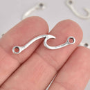 10 Silver Wave Charm Connector Links, 33mm, chs7639