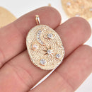 1 Gold Mandala Charm, Micro Pave Moon and Sun, CZ crystals, 31mm, chs7651