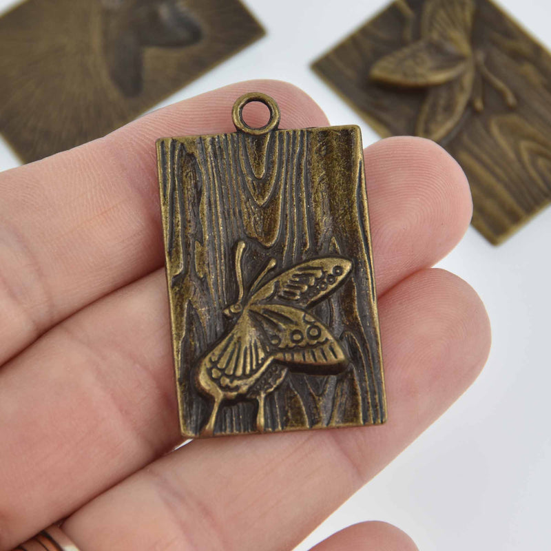 4 Bronze Butterfly Charms, 41x25mm, chs7653