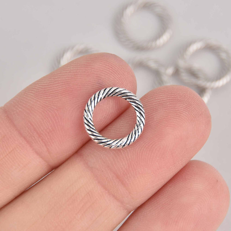 20 Silver Round ROPE RING Connectors, 13mm Chs7667