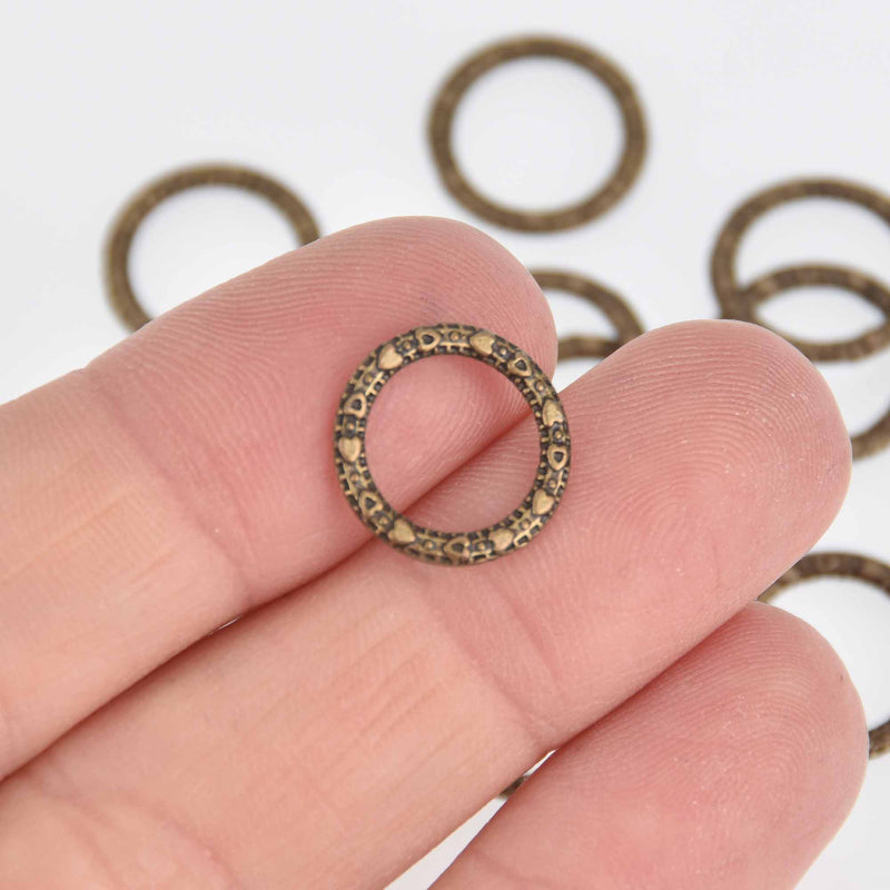20 Bronze Round ROPE RING Connectors  14mm Chs7669