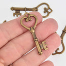 5 Bronze Key Charms, 1.75", chs7674