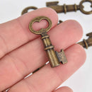 6 Bronze Key Charms Religious Medal Relic, 34x17mm, chs7677