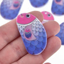 4 Acrylic Fish Charms, Purple and Pink, 1.75" chs7679