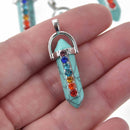 1 Chakra Pendant, Rainbow Crystals and Blue Howlite Stone, 1-5/8", chs7687