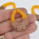 4 Teardrop Wooden Resin Charm, Yellow Resin and Real Wood, 1.5" long, chs7701