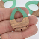 4 Teardrop Wooden Resin Charm, Mint Green Resin and Real Wood, 1.5" long, chs7702