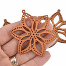 2 Wood Filigree Star Charms, 2-5/8" long, chs7707