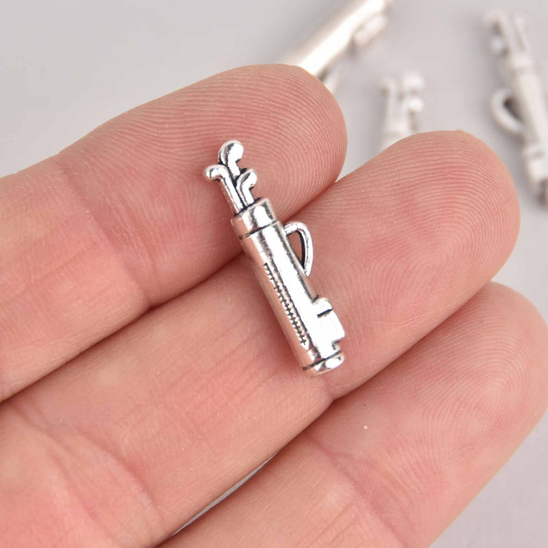 10 Silver Golf Clubs Charms, 23mm, chs7710