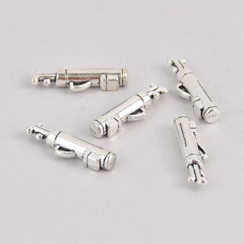 10 Silver Golf Clubs Charms, 23mm, chs7710