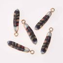 10 GOLD FEATHER Charms multicolor enamel 23x5mm, chs7711